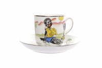 Lot 407 - PARAGON NOVELTY CUP AND SAUCER showing black...