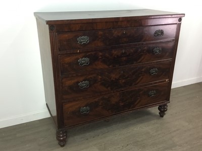 Lot 496 - A 19TH CENTURY MAHOGANY CHEST OF DRAWERS