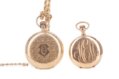 Lot 876 - TWO FOURTEEN CARAT GOLD FOB WATCHES