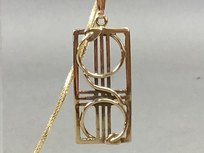 Lot 704 - A GOLD RENNIE MACKINTOSH PENDANT ALONG WITH SILVER AND OTHER JEWELLERY