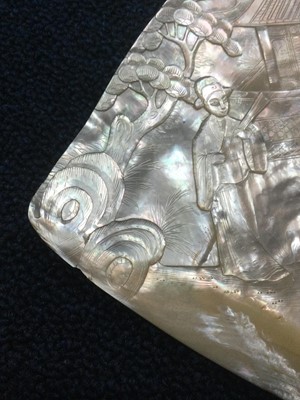 Lot 1050 - PAIR OF CHINESE CARVED MOTHER OF PEARL SHELLS