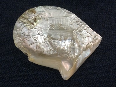 Lot 1050 - PAIR OF CHINESE CARVED MOTHER OF PEARL SHELLS