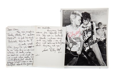 Lot 1057 - BILLY IDOL - A MANUSCRIPT LETTER AND THREE SIGNED 4X10 PROMOS