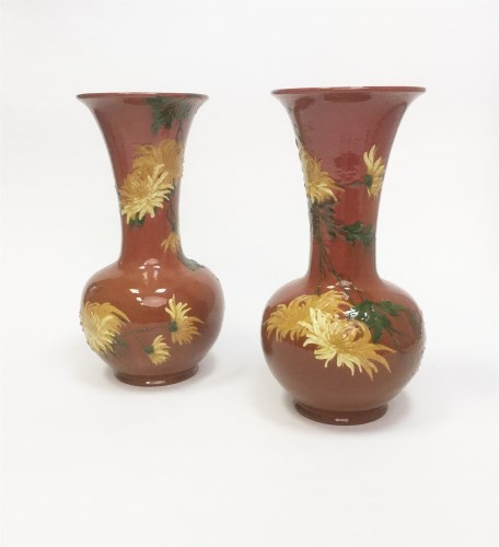 Lot 424 - PAIR OF BURMANTOFTS POTTERY FAIENCE BALUSTER...
