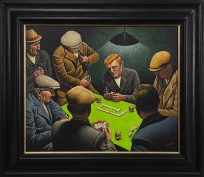 Lot 206 - DOMINOES NIGHT, AN OIL BY GRAHAM MCKEAN