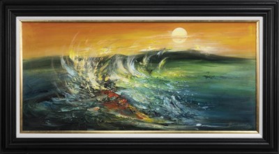 Lot 217 - TIDES OF TIREE, AN OIL BY BILL BLACKWOOD