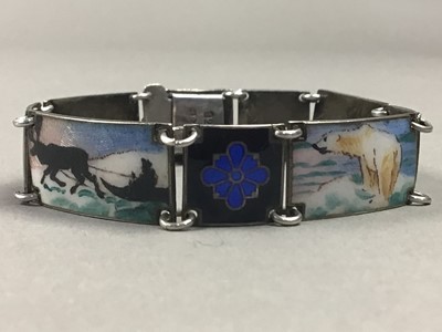 Lot 35 - A SILVER AND ENAMEL BRACELET AND A PENDANT