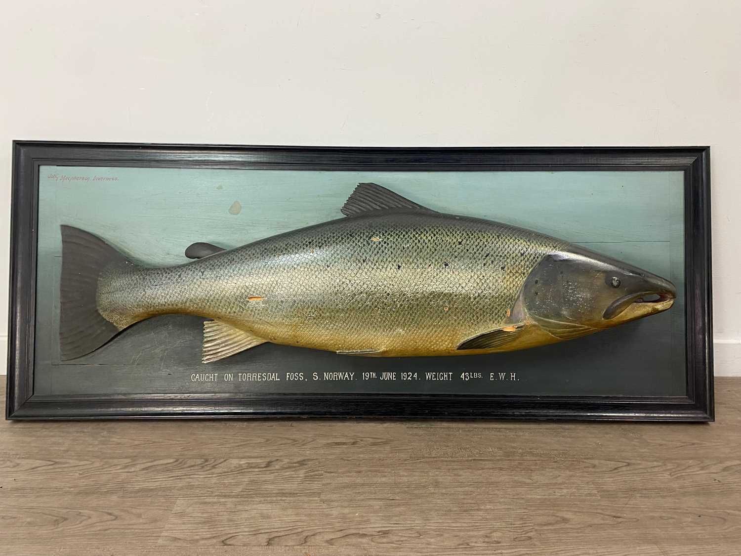 Lot 166 - AN EARLY 20TH CENTURY FOLK ART CARVED AND PAINTED WOOD MODEL OF AN ATLANTIC SALMON