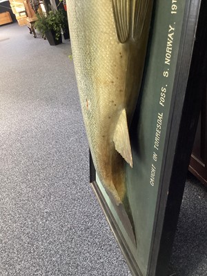 Lot 166 - AN EARLY 20TH CENTURY FOLK ART CARVED AND PAINTED WOOD MODEL OF AN ATLANTIC SALMON