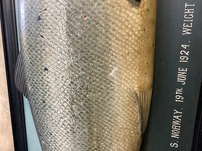 Lot 166 - AN EARLY 20TH CENTURY FOLK ART CARVED AND PAINTED WOOD MODEL OF AN ATLANTIC SALMON