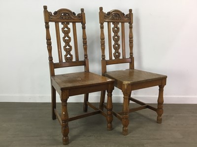 Lot 97 - A PAIR OF OAK HALL CHAIRS