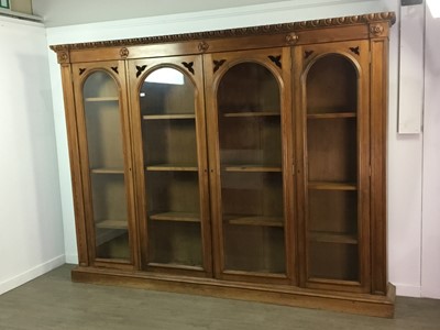 Lot 890 - A LARGE VICTORIAN FREESTANDING PINE BOOKCASE