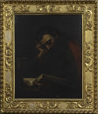 Lot 413 - READING MAN, AN OIL IN THE MANNER OF CARAVAGGIO