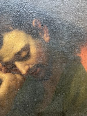 Lot 413 - READING MAN, AN OIL IN THE MANNER OF CARAVAGGIO