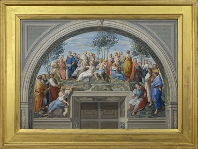 Lot 411 - THE PARNASSUS, A HAND-COLOURED PRINT AFTER RAPHAEL