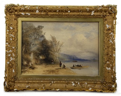 Lot 408 - THE FERRYMAN, A WATERCOLOUR BY WILLIAM EVANS OF ETON