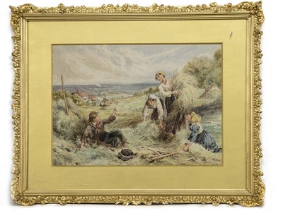 Lot 402 - HARVEST SCENE, A WATERCOLOUR BY WILLIAM STEPHEN COLEMAN