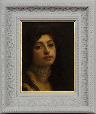 Lot 421 - PORTRAIT OF A LADY, AN OIL BY ARTHUR ELLIS