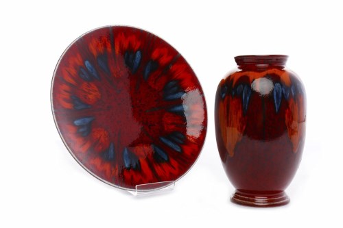Lot 449 - POOLE POTTERY FLAMBE VASE AND CHARGER the vase...