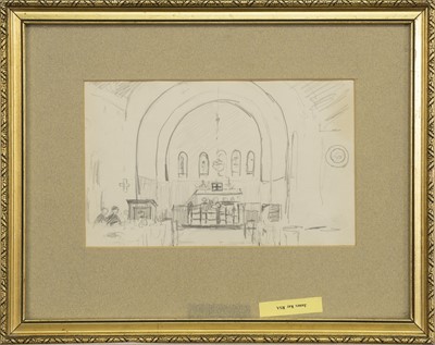 Lot 429 - CHURCH AT OBAN, A PENCIL SKETCH ATTRIBUTED TO  JAMES KAY