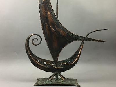 Lot 114 - A LARGE BRONZED RESIN MODEL OF A SHIP