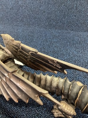 Lot 96 - WALKER & HALL, GOOD SILVER PLATE AND ANTELOPE HORN DRAGON TABLE CIGAR LIGHTER