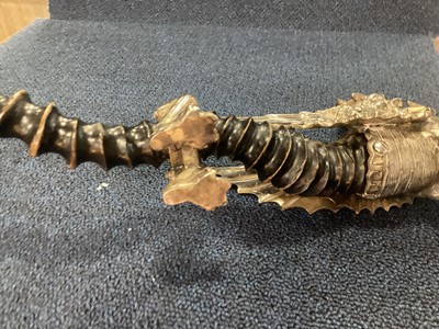 Lot 96 - WALKER & HALL, GOOD SILVER PLATE AND ANTELOPE HORN DRAGON TABLE CIGAR LIGHTER