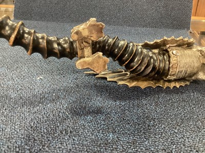 Lot 96 - WALKER & HALL, GOOD SILVER PLATE AND ANTELOPE HORN DRAGON TABLE CIGAR LIGHTER