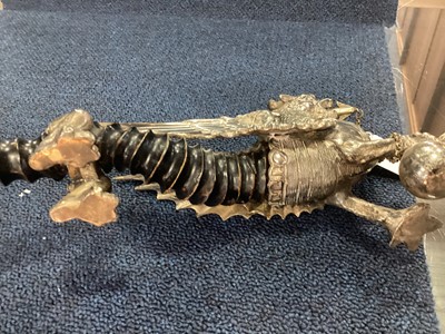 Lot 96 - WALKER & HALL, GOOD SILVER PLATE AND ANTELOPE HORN DRAGON TABLE CIGAR LIGHTER