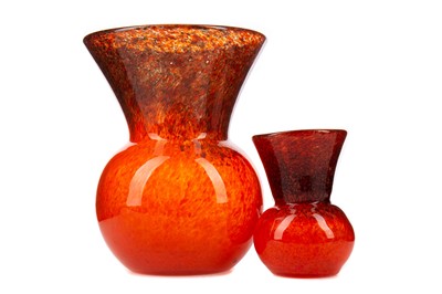 Lot 426 - JOHN MONCRIEFF LTD., GRADUATED PAIR OF MONART GLASS VASES