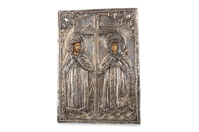 Lot 744A - A GREEK ORTHODOX SILVER MOUNTED ICON
