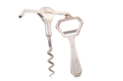 Lot 55 - ART DECO SILVER BOTTLE OPENER AND CORKSCREW SET