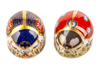 Lot 901 - TWO ROYAL CROWN DERBY LADYBIRD/BEETLE PAPERWEIGHTS