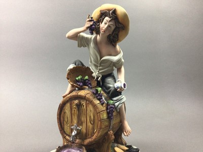 Lot 203 - A CAPODIMONTE PORCELAIN FIGURE 'WATERING THE WINE'