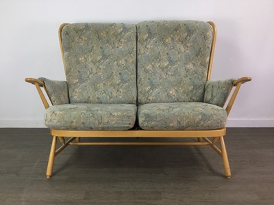 Lot 162 - AN ERCOL 'EVERGREEN' TWO SEAT SETTEE AND A PAIR OF MATCHING ARMCHAIRS