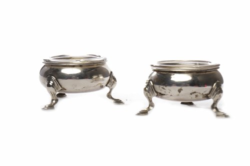 Lot 31 - PAIR OF GEORGE II CIRCULAR SILVER SALT CELLARS...