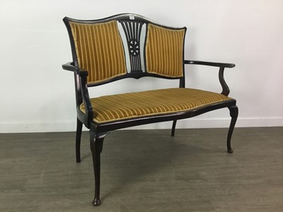 Lot 220 - A MAHOGANY PARLOUR SETTEE, THREE SIDE CHAIRS AND A NURSING CHAIR