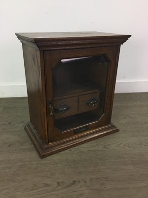 Lot 212 - AN OAK SMOKER'S CABINET AND SHELVES