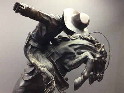 Lot 819A - DONCHA, A LARGE AND HEAVY METAL ALLOY SCULPTURE AFTER FREDERICK REMINGTON