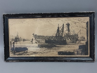 Lot 231 - BREAKING UP OF THE AGAMEMNON, AN ETCHING BY SIR FRANCIS SEYMOUR HADEN