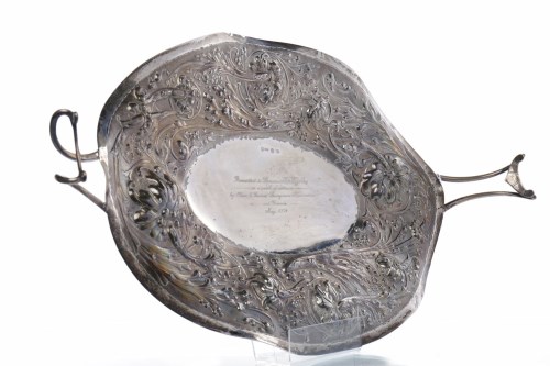 Lot 50 - LATE VICTORIAN SILVER TRAY OF ART NOUVEAU...