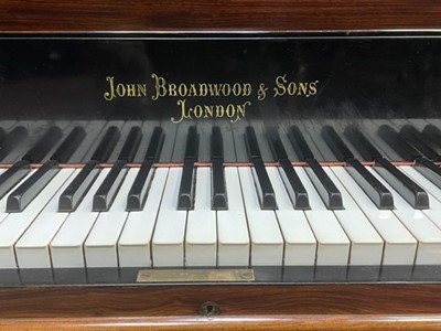 Lot 681 - JOHN BROADWOOD & SONS OF LONDON, A ROSEWOOD BOUDOIR GRAND PIANO AND DUET STOOL