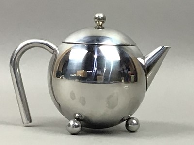 Lot 270 - AN ART DECO STYLE PLATED THREE PIECE TEA SERVICE