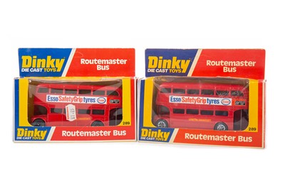 Lot 993A - TWO DINKY 289 ROUTEMASTER BUS MODELS