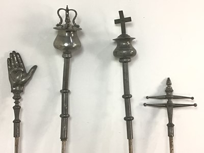 Lot 139 - COLLECTION OF ORDER OF ODDFELLOWS PEWTER PROCESSIONAL STAVES