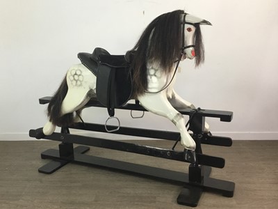 Lot 1056A - A LARGE DAPPLE CREAM ROCKING HORSE BY HORSEPLAY OF DEVON