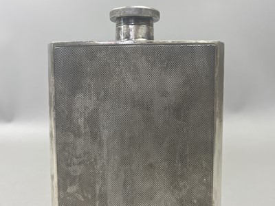 Lot 325 - A BIRKS-ELLIS SILVER PLATED HIPFLASK AND A SILVER MOUNTED GAVEL