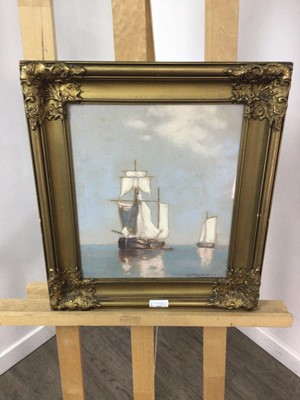 Lot 148 - SAILBOATS AT SEA, A BRITISH SCHOOL PASTEL