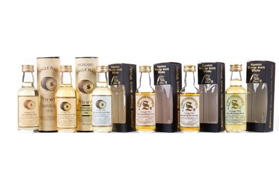 Lot 17 - 6 SIGNATORY WHISKY MINIATURES - INCLUDING SPRINGBANK 1967 21 YEAR OLD
