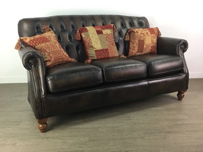 Lot 792 - TWO BROWN LEATHER UPHOLSTERED SETTEES BY THOMAS LLOYD